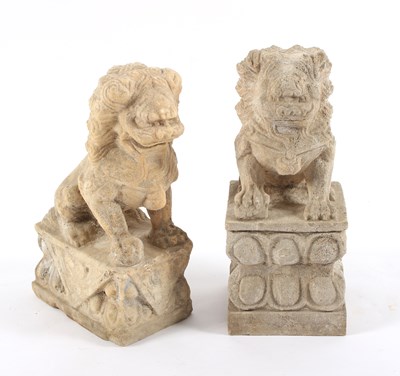 Lot 434 - A Chinese carved alabaster dog of Fo and a...