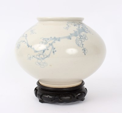 Lot 436 - A Korean blue and white jar, 14.5cm high