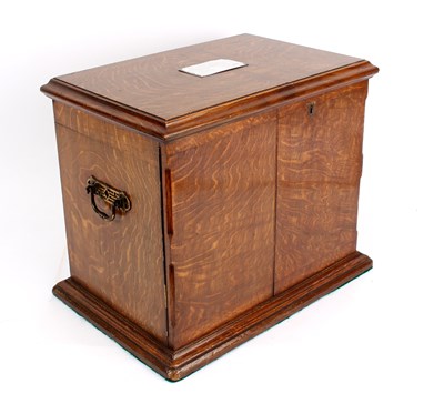 Lot 473 - A Victorian oak stationery cabinet with hinged...