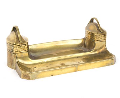 Lot 493 - An Art Deco style brass inkstand fitted two...