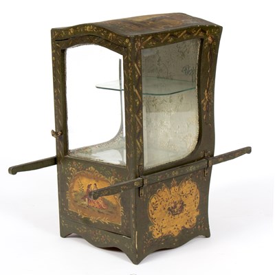 Lot 498 - A painted miniature sedan chair display...