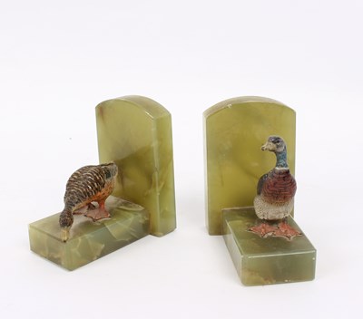 Lot 502 - A pair of Austrian cold painted bronze birds...