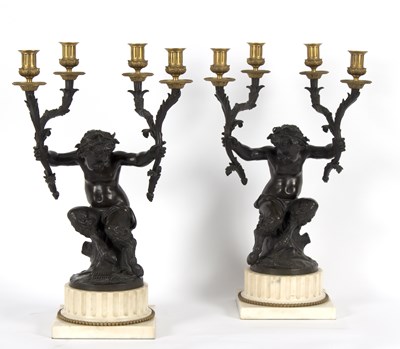 Lot 746 - A pair of 19th Century bronze figural...