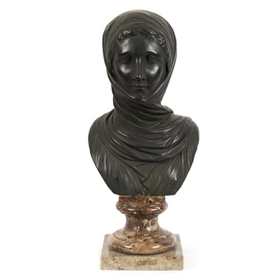 Lot 749 - An Italian patinated bronze bust of a woman,...