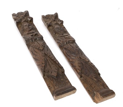 Lot 753 - A pair of mid-17th Century carved oak...