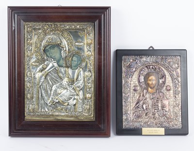 Lot 758 - A reproduction Byzantine icon with .950...