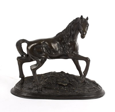 Lot 762 - A bronze figure of a prancing horse, after P J...