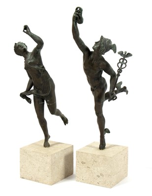 Lot 765 - A pair of bronze figures of Mercury and...