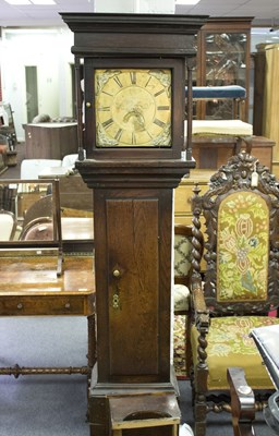 Lot 771 - A 19th Century oak longcase clock, the brass...