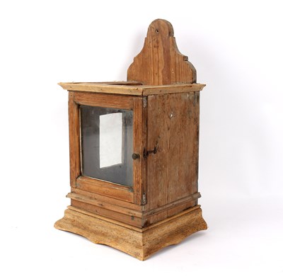 Lot 777 - A pine lantern clock case, 23cm wide