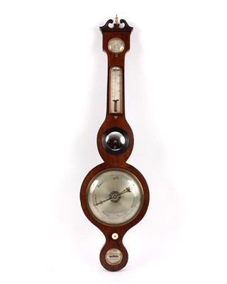 Lot 782 - A mahogany banjo shaped barometer and...