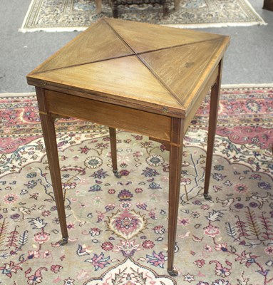 Lot 794 - An Edwardian mahogany envelope card table...