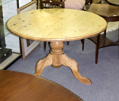 Lot 806 - A pine table, the circular top on a tripod...