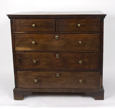 Lot 837 - An 18th Century oak chest of two short over...