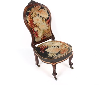 Lot 838 - A Victorian needlework upholstered chair, the...