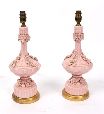 Lot 839 - A pair of Casa Pupo blossom pink ceramic table...