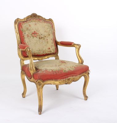 Lot 857 - An upholstered fauteuil of Louis XV style with...