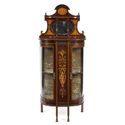 Lot 858 - An Edwardian inlaid display cabinet with...