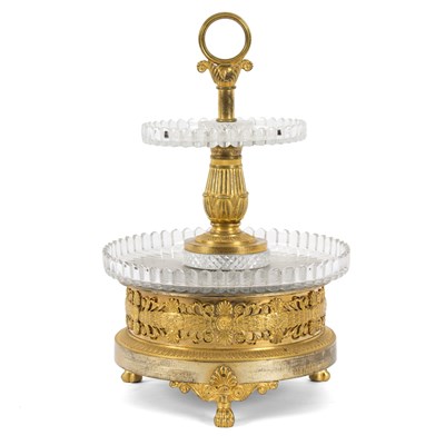 Lot 867 - An ormolu and glass two-tier stand with...