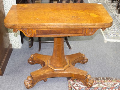 Lot 881 - A William IV burr elm card table, the frieze...