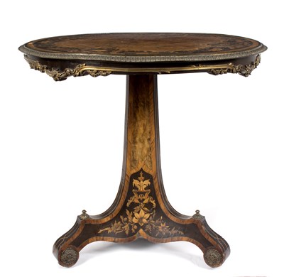 Lot 896 - A Victorian burr walnut and marquetry circular...