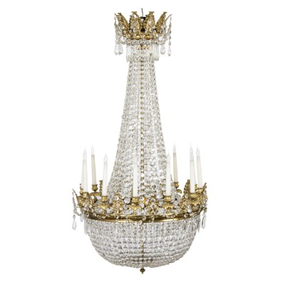 Lot 929 - A Regency style glass chandelier with gilt...