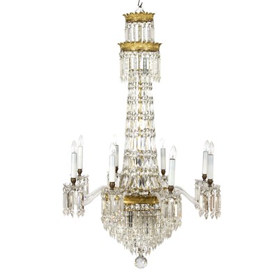 Lot 930 - A Regency style glass chandelier with twin...