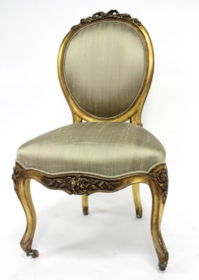 Lot 952 - A Victorian gilt framed chair, the oval back...