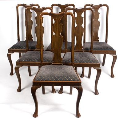 Lot 954 - A set of six Queen Anne style dining chairs,...