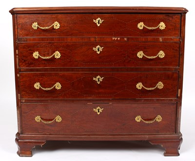 Lot 966 - An 18th Century walnut chest of four long...