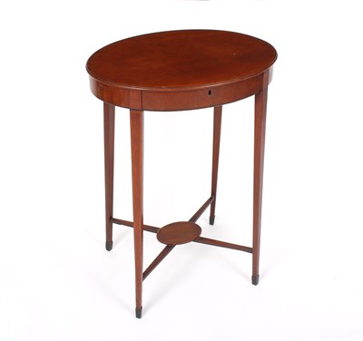 Lot 972 - A mahogany oval table with hinged top on...