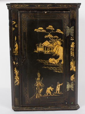 Lot 976 - A 19th Century lacquered corner cupboard, with...