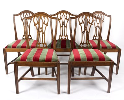 Lot 983 - Five 19th Century mahogany splat back chairs