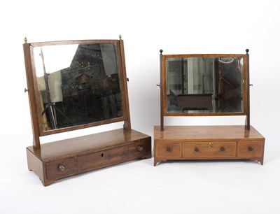 Lot 985 - A box base mirror with rectangular plate on...