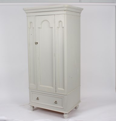 Lot 988 - A painted single wardrobe, with arched panel...