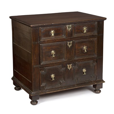 Lot 998 - A 17th Century oak chest of three long...