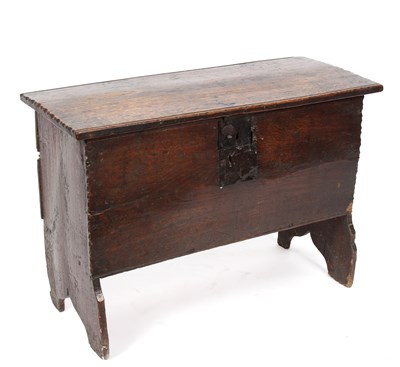 Lot 1002 - A 17th century oak coffer of small proportions,...