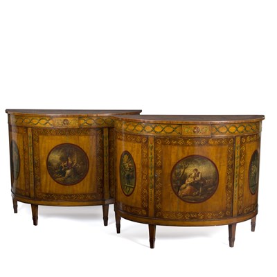 Lot 1004 - A pair of George III style satinwood and...