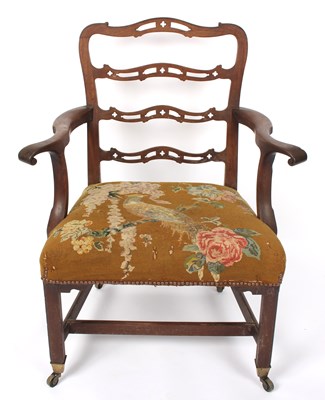 Lot 1012 - A George III ladder back open armchair, with...