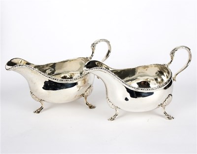Lot 7 - A pair of George III silver sauce boats, WS,...