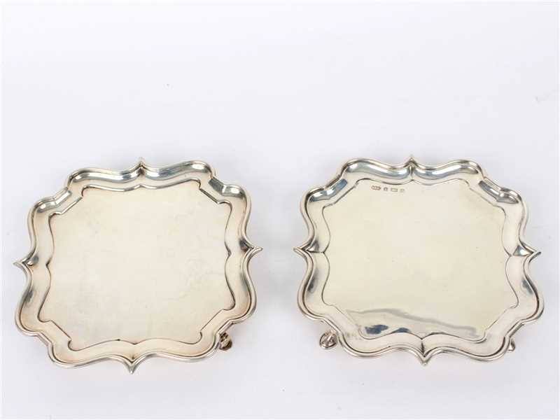 Lot 47 - A pair of silver waiters, Birmingham 1903,...