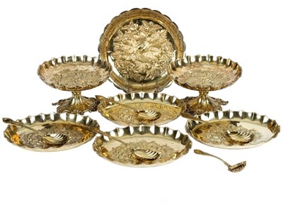 Lot 74 - A gilt plated dessert service comprising two...