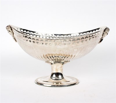 Lot 85 - A silver plated footed bowl of navette shape...
