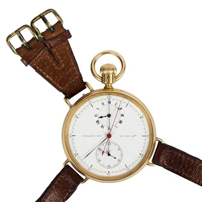 Lot 94 - A gold cased chronograph by Nicole & Capt., 14...