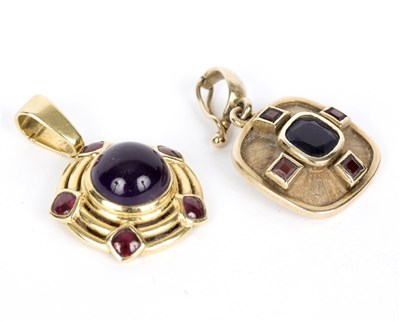 Lot 96 - A sapphire and ruby pendant, K & T, circa 2001,...