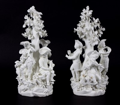 Lot 325 - A pair of Derby biscuit groups, circa 1785,...