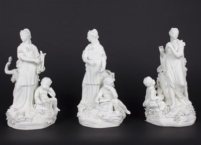 Lot 326 - Three Derby biscuit groups, circa 1780, each...