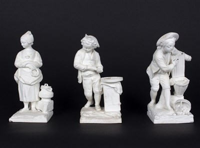 Lot 328 - A set of three Niderviller biscuit figures,...