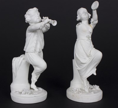 Lot 332 - A pair of Derby biscuit figures, circa 1820,...