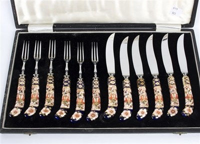 Lot 357 - A set of Six Royal Crown Derby dessert knives...
